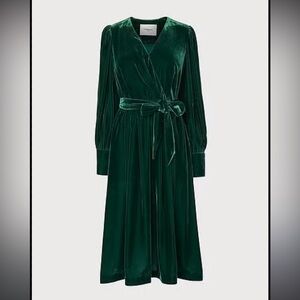 Emerald Green Velvet Wrap Dress